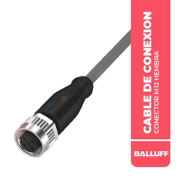 BCC0367 CABLE DE CONEXION 2M PVC GRIS, CONECTOR M12 HEMBRA, RECTO, 5P, COD.A, 250VDC/250VAC, 4A, IP67, IP68, IP69K
