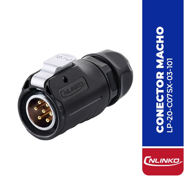 LP-20-C07SX-03-101 CONECTOR MACHO 7 PIN, M20, MONTAJE EN PANEL, REDONDO, SERIE LP-20, IP67