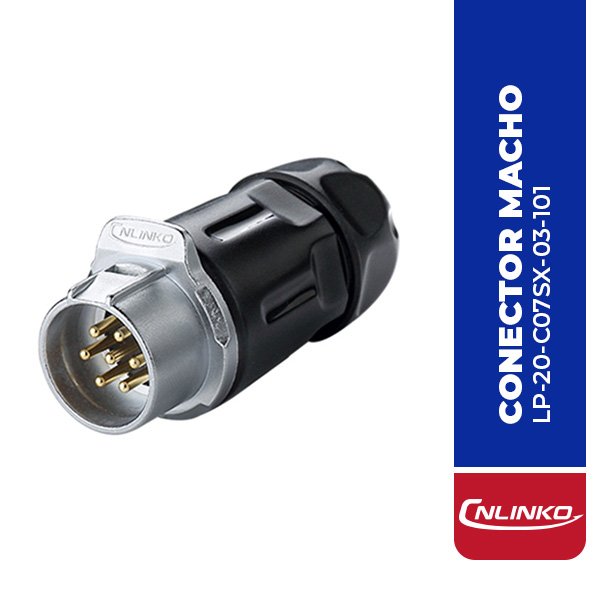 LP-20-C07PP-01-001 CONECTOR MACHO 7 PIN, M20, SERIE LP-20, IP67, COMPATIBLE CON LP-20-J07PE-01-021