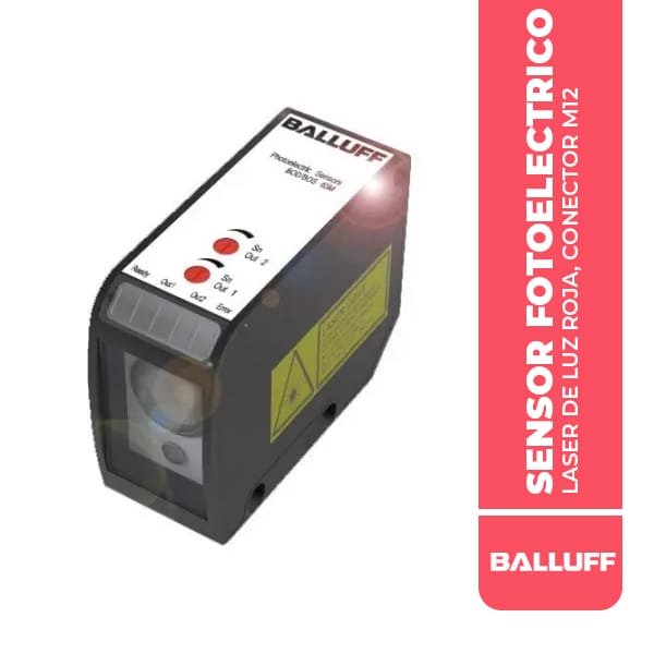 BOD0012 SENSOR FOTOELECTRICO, 35x70x90MM, 200-6000MM, LASER DE LUZ ROJA, CONECTOR M12 4P, 2X PNP-NA, 18-30VDC