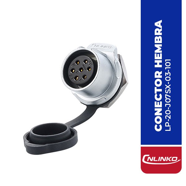LP-20-J07SX-03-101 CONECTOR HEMBRA 7 PIN, M20, MONTAJE EN PANEL, REDONDO, SERIE LP-20, IP67