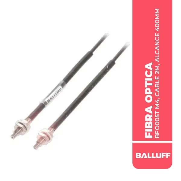 BFO005T FIBRA OPTICA, BFO D22-LAH-KB-EAK-10-02, M4, CABLE 2M, ALCANCE 400MM, IP65
