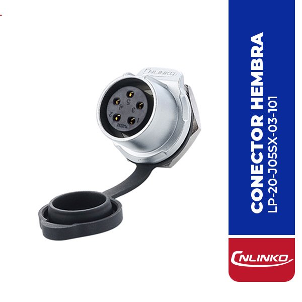 LP-20-J05SX-03-101 CONECTOR HEMBRA 5 PIN, M20, MONTAJE EN PANEL, REDONDO, SERIE LP-20, IP67