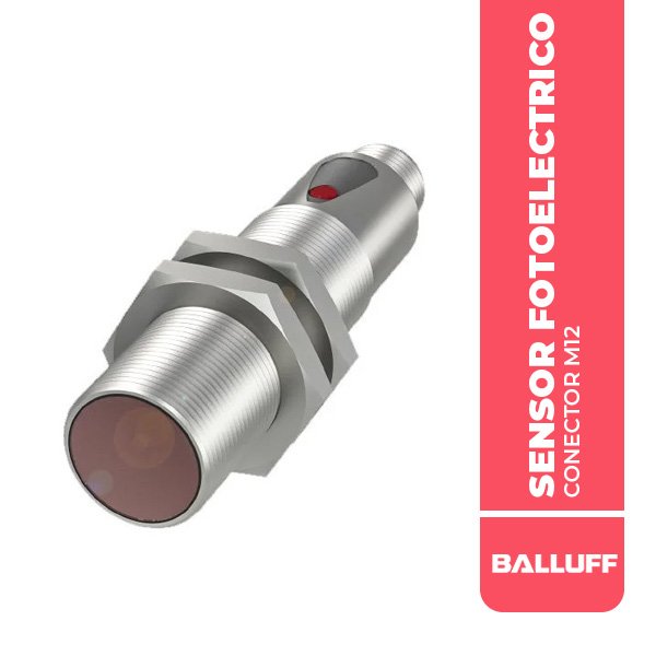 BOS01J7 SENSOR FOTOELECTRICO (RECEPTOR), M18, Ø18x75MM, ALCANCE 0-20M, CONECTOR M12 4P, PNP NA/NC, 10-30VDC