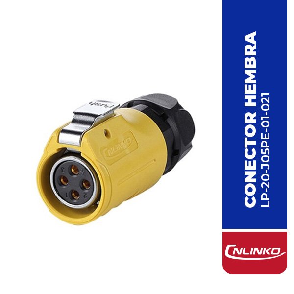 LP-20-J05PE-01-021 CONECTOR HEMBRA 5 PIN, M20, SERIE LP-20, IP67, AMARILLO