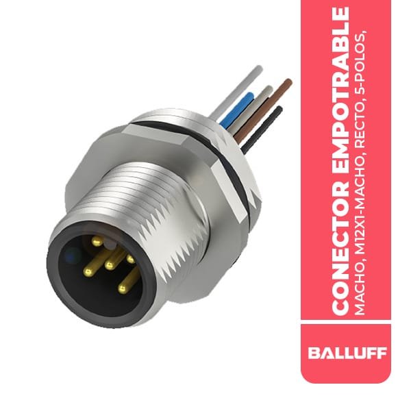 BCC09K0 CONECTOR EMPOTRABLE MACHO, M12X1-MACHO, RECTO, 5-POLOS, A-COD/, BCC M455-0000-2A-RM014-005