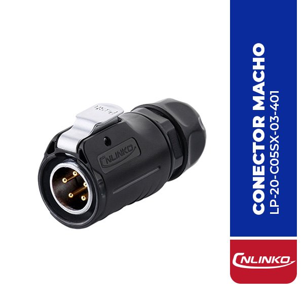 LP-20-C05SX-03-401 CONECTOR MACHO 5 PIN, M20, MONTAJE EN PANEL, CON BRIDA CUADRADO, SERIE LP-20, IP67