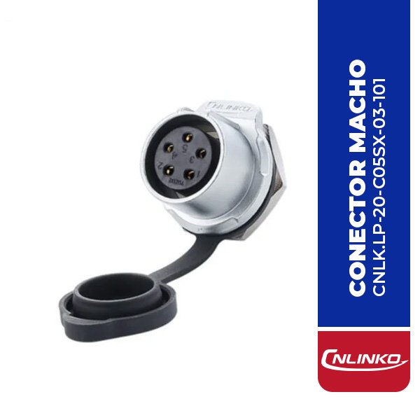CNLK.LP-20-C05SX-03-101 CONECTOR MACHO 5 PIN, M20, MONTAJE EN PANEL, REDONDO, SERIE LP-20, IP67