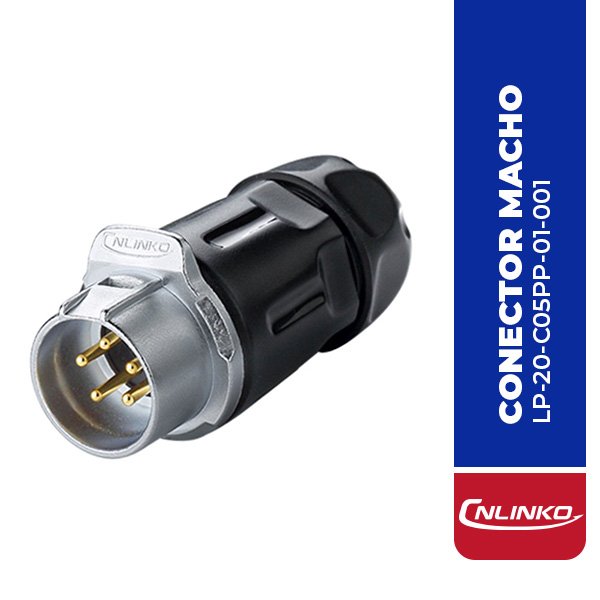 LP-20-C05PP-01-001 CONECTOR MACHO 5 PIN, M20, SERIE LP-20, IP67, COMPATIBLE CON LP-20-J05PE-01-021