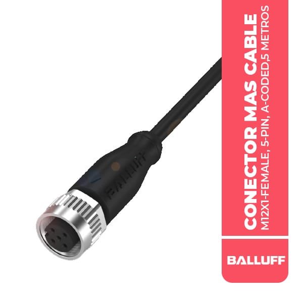BCC032H CONECTOR MAS CABLE M12X1-FEMALE, 5-PIN, A-CODED,5 METROS, BCC M415-0000-1A-003-PX0434-050