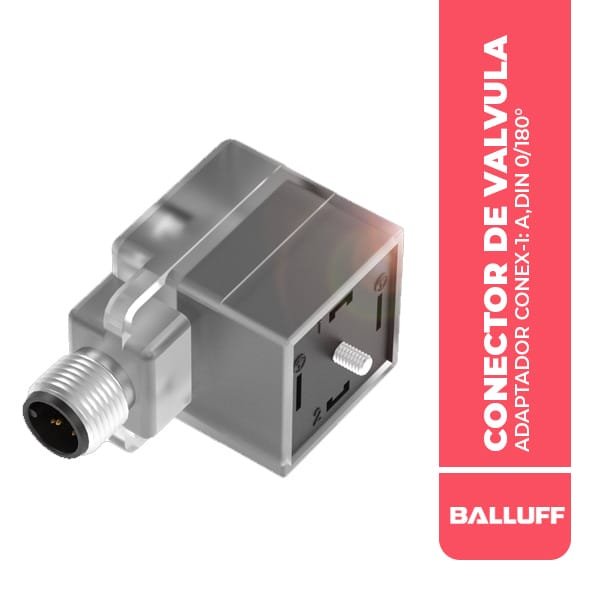 BCC0HKZ ADAPTADOR CONEX-1: A,DIN 0/180° CONECTOR DE VALVULA ACODADO, 4P. CONEX-2: M12, RECTO, 3P, COD-A, 24VDC/AC, IP67