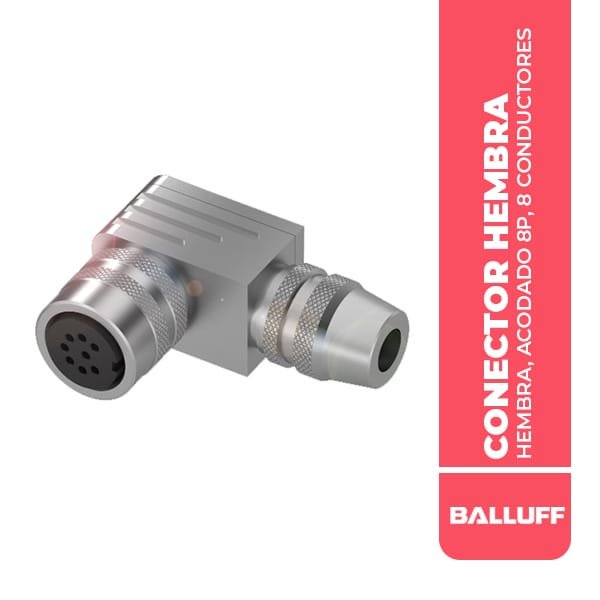 BCC00UP CONECTOR M16 x0.75 HEMBRA, ACODADO, 8P, 8 CONDUCTORES, 60VDC/60VAC, 5A, IP67, MATERIAL DE CINC