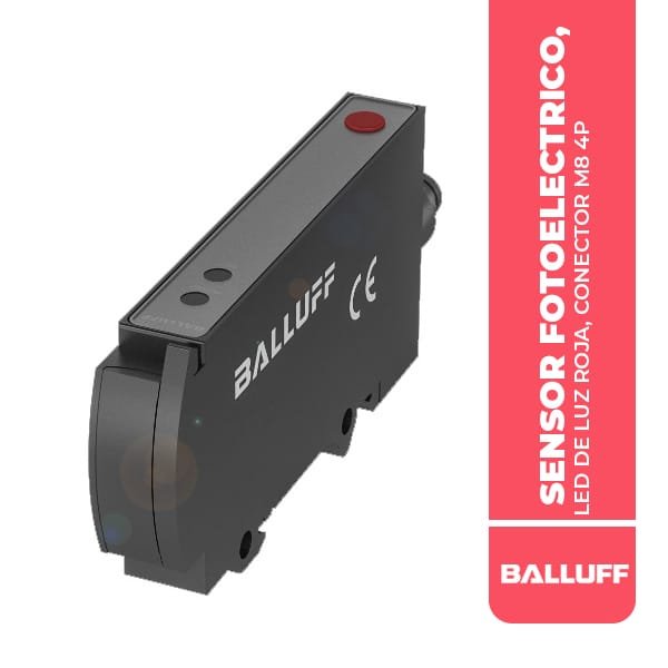 BFB0004 SENSOR FOTOELECTRICO, 10.4x35.4x84MM, LED DE LUZ ROJA, CONECTOR M8 4P, PNP NO/NC, 1500HZ, 10…30VDC