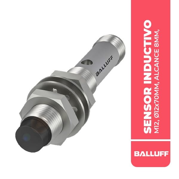 BES0289 SENSOR INDUCTIVO M12, Ø12x70MM, ALCANCE 8MM, CONECTOR 1/2"-20, 3P, N/RASANTE, PNP-NO, 600HZ, 20-250VAC/VDC,IP67