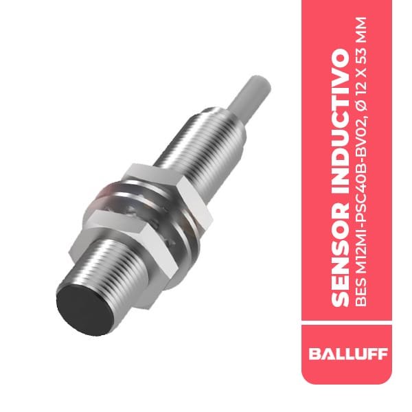 BES0064 SENSOR INDUCTIVO, BES M12MI-PSC40B-BV02, Ø 12 X 53 MM, 4MM, 2M, RASANTE, PNP N/O, 3P, 2500HZ, 10….30 VDC,IP68