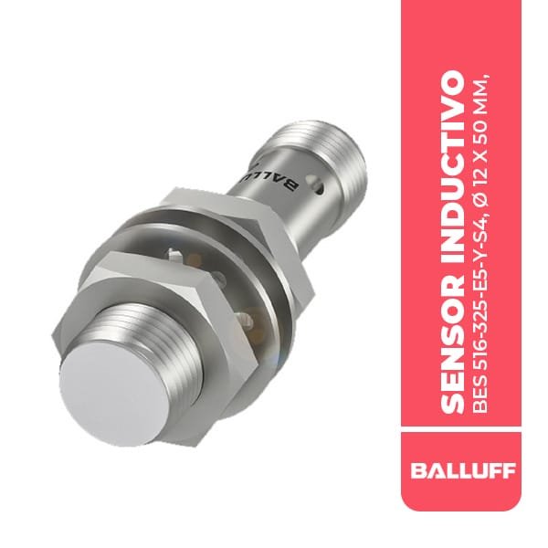 BES030K SENSOR INDUCTIVO, BES 516-325-E5-Y-S4, Ø 12 X 50 MM, 2MM, RASANTE, PNP N/O, 4P, 5000HZ, 10….30 VDC,IP68