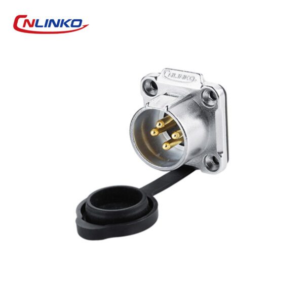 LP-20-C04SX-03-401 CONECTOR MACHO 4 PIN, M20, MONTAJE EN PANEL, CON BRIDA CUADRADO, SERIE LP-20, IP67