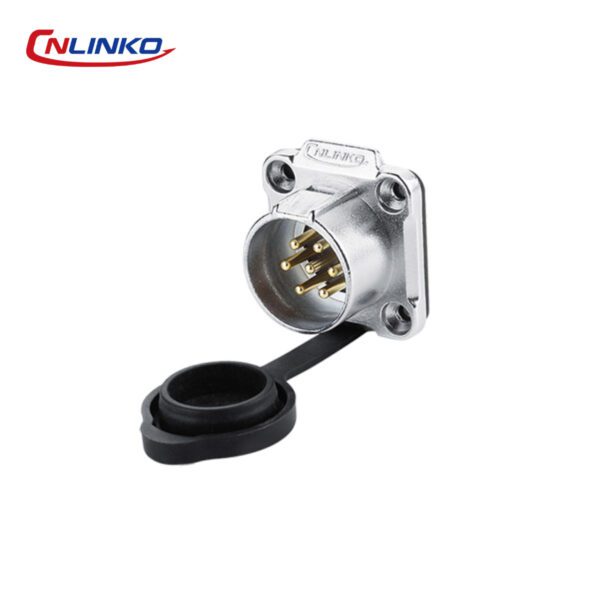 LP-20-C07SX-03-401 CONECTOR MACHO 7 PIN, M20, MONTAJE EN PANEL, CON BRIDA CUADRADO, SERIE LP-20, IP67