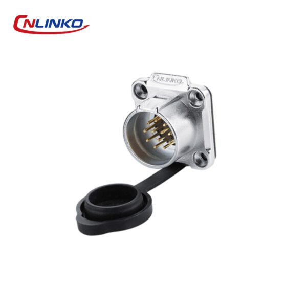 LP-20-C12SX-03-401 CONECTOR MACHO 12 PIN, M20, MONTAJE EN PANEL, CON BRIDA CUADRADO, SERIE LP-20, IP67