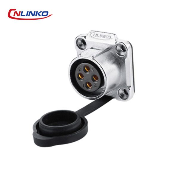 LP-20-J04SX-03-401 CONECTOR HEMBRA 4 PIN, M20, MONTAJE EN PANEL, CON BRIDA CUADRADO, SERIE LP-20, IP67
