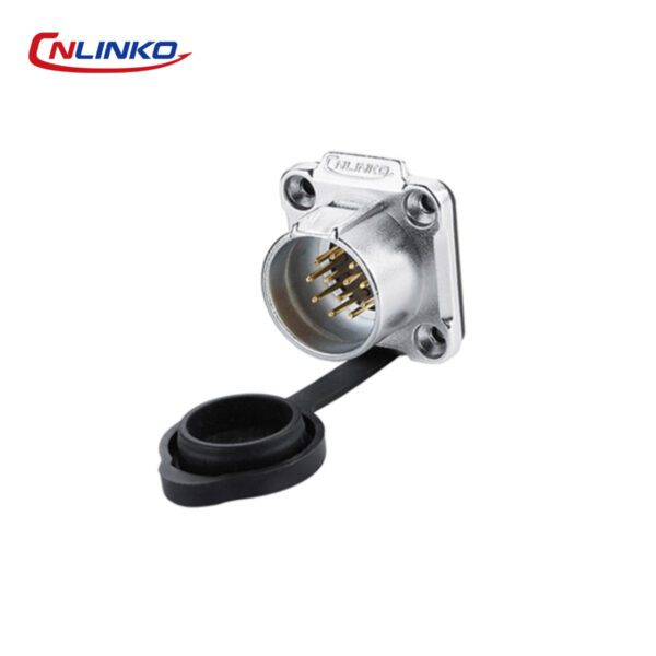 LP-20-J12SX-03-401 CONECTOR HEMBRA 12 PIN, M20, MONTAJE EN PANEL, CON BRIDA CUADRADO, SERIE LP-20, IP67