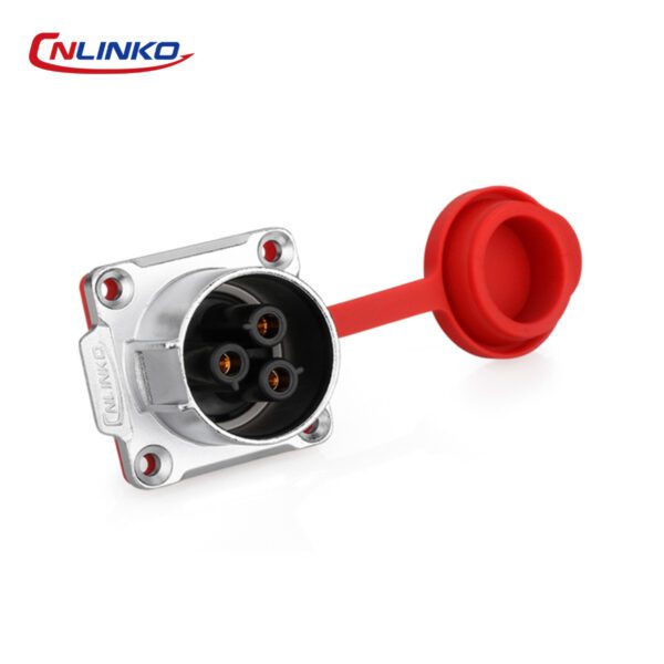 LP-24-C03SX-03-401 CONECTOR MACHO 3 PIN, M24, MONTAJE EN PANEL, CON BRIDA CUADRADO, SERIE LP-24, IP67
