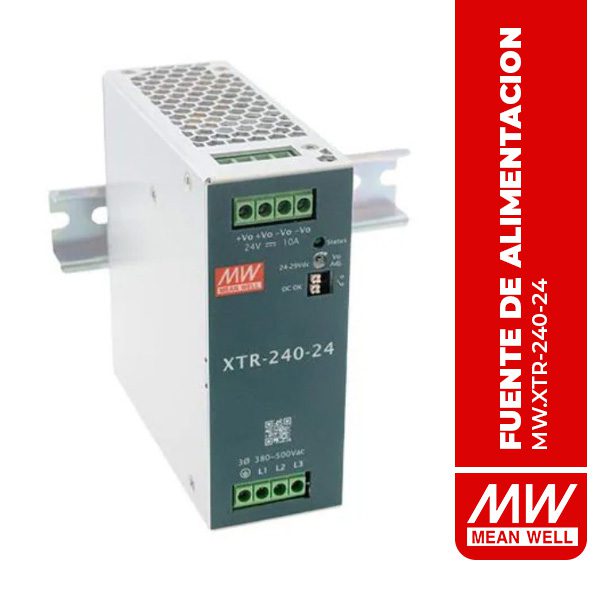 XTR-240-24 FUENTE DE ALIMENTACION XTR, ENTRADA: 320-600VAC, SALIDA: 24VDC / 10A (240W)