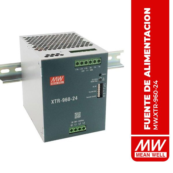 XTR-960-24 FUENTE DE ALIMENTACION XTR, ENTRADA: 320-600VAC, SALIDA: 24VDC / 40A (960W)