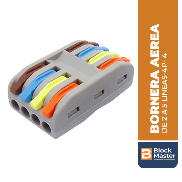 BORNERA AÉREA, 4 LINEAS DE ENTRADA/4 LINEAS DE SALIDA, 4MM2, COLORES BM.222-4P-4