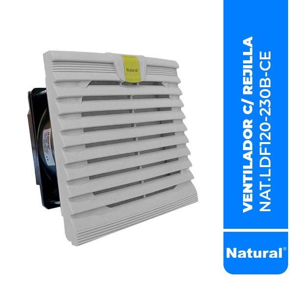 LDF120-230B-CE VENTILADOR C/ REJILLA Y FILTRO PARA TABLERO C/ CLIP DE FIJACION PARA EL FILTRO, 120x120MM