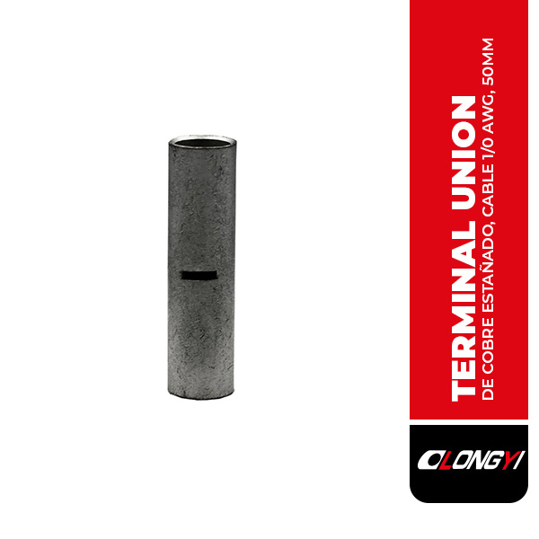 B-L50 TERMINAL UNION DE COBRE ESTAÑADO, CABLE 1/0 AWG, 50MM