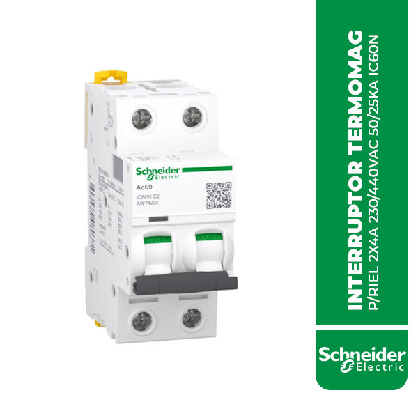 SE.A9F74204 INTERRUPTOR TERMOMAG P/RIEL 2X4A 230/440VAC 50/25KA IC60N