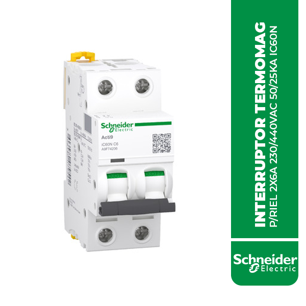 SE.A9F74206 INTERRUPTOR TERMOMAG P/RIEL 2X6A 230/440VAC 50/25KA IC60N