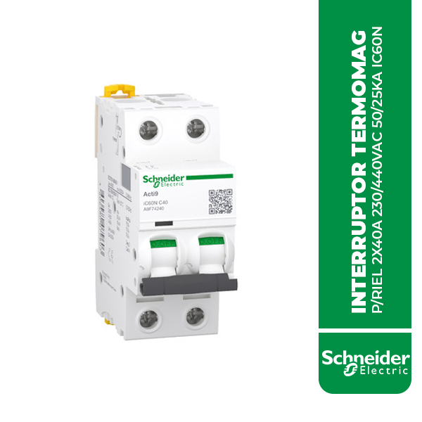 A9F74240 INTERRUPTOR TERMOMAG P/RIEL 2X40A 230/440VAC 50/25KA IC60N
