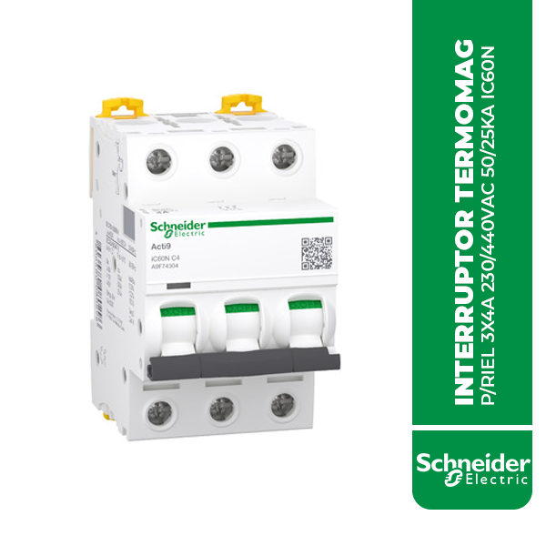 A9F74304 INTERRUPTOR TERMOMAG P/RIEL 3X4A 230/440VAC 50/25KA IC60N