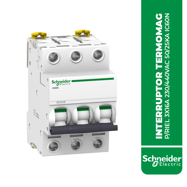 A9F74316 INTERRUPTOR TERMOMAG P/RIEL 3X16A 230/440VAC 50/25KA IC60N
