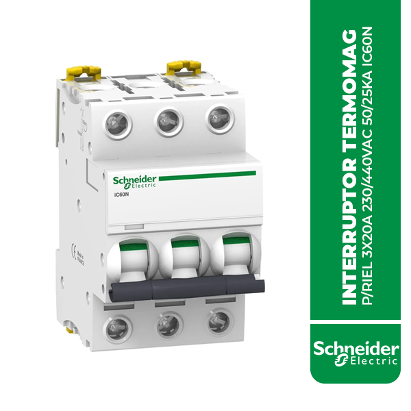 SE.A9F74320 INTERRUPTOR TERMOMAG P/RIEL 3X20A 230/440VAC 50/25KA IC60N