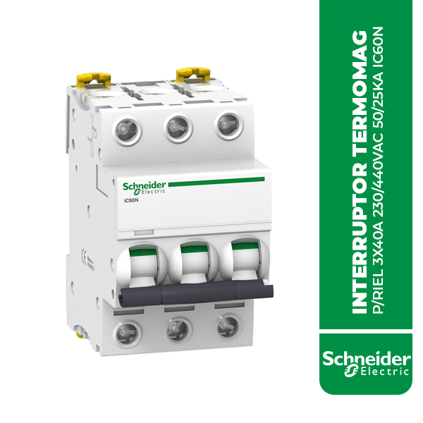 SE.A9F74340 INTERRUPTOR TERMOMAG P/RIEL 3X40A 230/440VAC 50/25KA IC60N