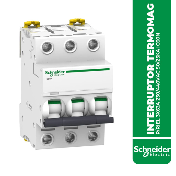 SE.A9F74363 INTERRUPTOR TERMOMAG P/RIEL 3X63A 230/440VAC 50/25KA IC60N