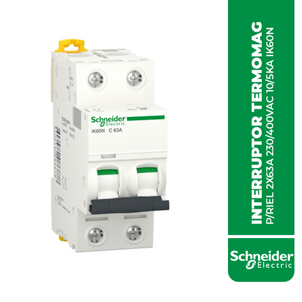 SE.A9K24263 INTERRUPTOR TERMOMAG P/RIEL 2X63A 230/400VAC 10/5KA IK60N
