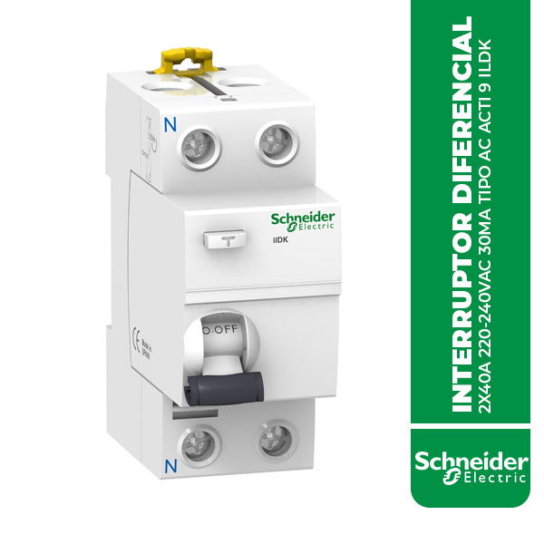 SE.A9R50240 INTERRUPTOR DIFERENCIAL 2X40A 220-240VAC 30MA TIPO AC ACTI 9 ILDK