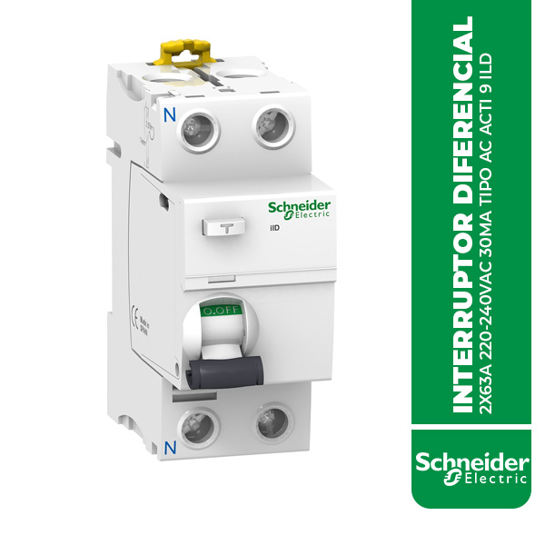 SE.A9R71263 INTERRUPTOR DIFERENCIAL 2X63A 220-240VAC 30MA TIPO AC ACTI 9 ILD