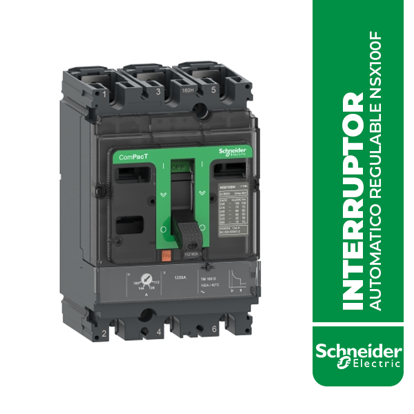 C10F3TM032 INTERRUPTOR AUTOMATICO REGULABLE NSX100F, TMD, 3X 22 - 32A, 220V(85KA)/380V(36KA)/440V(35KA)