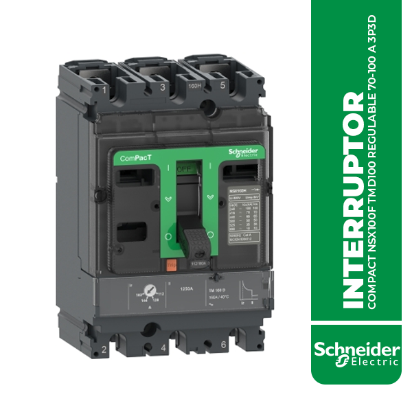 C10F3TM100 INTERRUPTOR COMPACT NSX100F TMD100 REGULABLE 70-100 A 3P3D