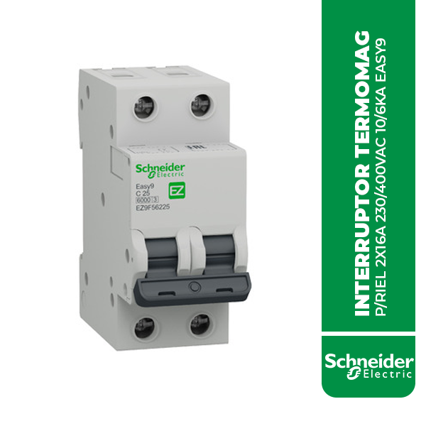 EZ9F56216 INTERRUPTOR TERMOMAG P/RIEL 2X16A 230/400VAC 10/6KA EASY9