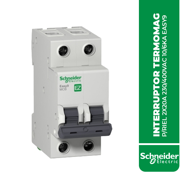 EZ9F56220 INTERRUPTOR TERMOMAG P/RIEL 2X20A 230/400VAC 10/6KA EASY9