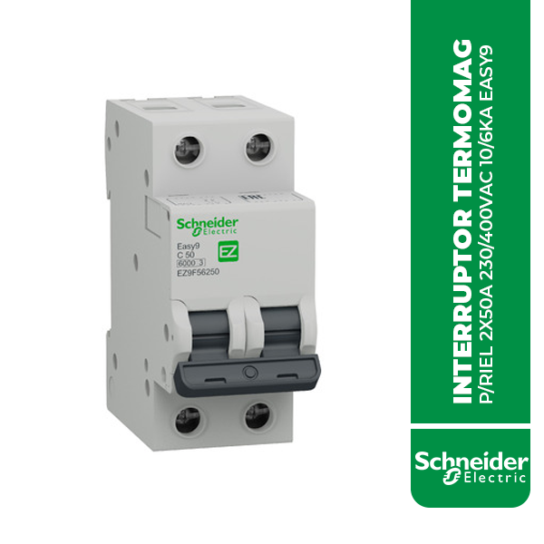 EZ9F56250 INTERRUPTOR TERMOMAG P/RIEL 2X50A 230/400VAC 10/6KA EASY9