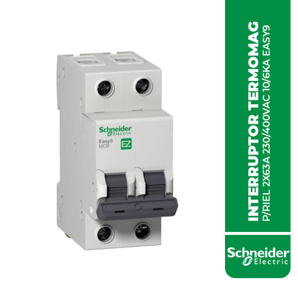 EZ9F56263 INTERRUPTOR TERMOMAG P/RIEL 2X63A 230/400VAC 10/6KA EASY9