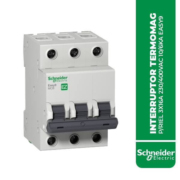 SE.EZ9F56316 INTERRUPTOR TERMOMAG P/RIEL 3X16A 230/400VAC 10/6KA EASY9