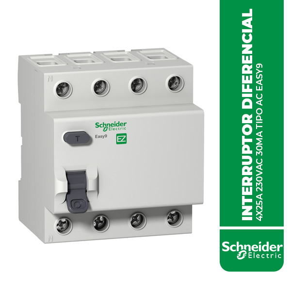 SE.EZ9R36425 INTERRUPTOR DIFERENCIAL 4X25A 230VAC 30MA TIPO AC EASY9